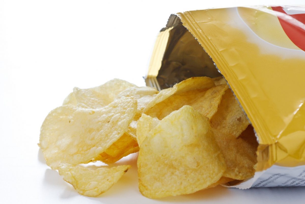 Potato chip bag sealed by VFFS machine