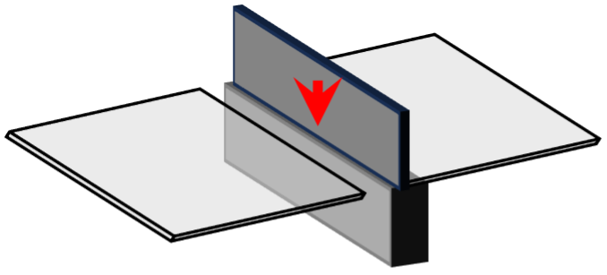 Diagram of beveled edge cut